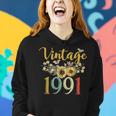 Vintage 1991 Sunflower 32Nd Birthday Awesome Since 1991 Women Hoodie Gifts for Her