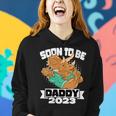 Womens Dino Dad Soon To Be Daddy 2023 Fathers Day Women Hoodie Gifts for Her