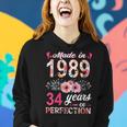 Womens Made In 1989 Floral 34 Year Old 34Th Birthday Gifts Women Women Hoodie Gifts for Her