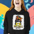 Womens Softball Mom Messy Bun Mama Softball Game Day Mothers Day Women Hoodie Gifts for Her
