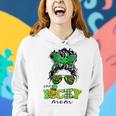 Bleached Shamrock One Lucky Mom Messy Bun St Patricks Day Women Hoodie Gifts for Her