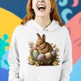 Easter Bunny Rabbit Women - Happy Bunny Flower Graphic Girl Women Hoodie Gifts for Her