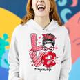 Funny Love Messy Bun Daycare Teacher Valentines Day Matching Women Hoodie Gifts for Her