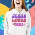 Groovy Christian Jesus Loves You 70S Hippie Women Hoodie Gifts for Her