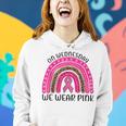 On Wednesday We Wear Pink Rainbow Breast Cancer Fighter Women Hoodie Graphic Print Hooded Sweatshirt Gifts for Her