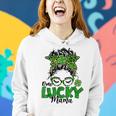 One Lucky Mama St Patricks Day Messy Bun Leopard Bandana Women Hoodie Gifts for Her