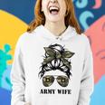 Proud Army Wife Messy Bun Hair Camouflage Bandana Sunglasses Women Hoodie Gifts for Her