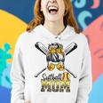 Softball Mom Messy Bun Leopard Softball Mothers Day 2023 Women Hoodie Gifts for Her