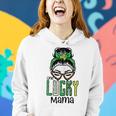 Womens St Patricks Day Messy Bun Lucky Mama Saint Paddys Mom Women Women Hoodie Gifts for Her