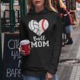 Ball Mom Heart Funny Baseball Volleyball Mom Women Hoodie Unique Gifts