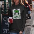 One Lucky Mama St Patricks Day Messy Bun Leopard Bandana Women Hoodie Unique Gifts