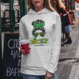 Bleached Shamrock One Lucky Mom Messy Bun St Patricks Day Women Hoodie Funny Gifts