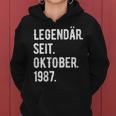 36 Geburtstag Geschenk 36 Jahre Legendär Seit Oktober 1987 Frauen Hoodie