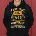 50 Year Old Gift Vintage February 1972 50Th Birthday Gift Women Hoodie