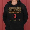 Awesome Since Februar 3 Leopardenmuster Vintage-Geburtstag Frauen Hoodie