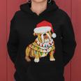 Bulldogs With Santa Hat And Lights Ugly Christmas Great Gift Women Hoodie