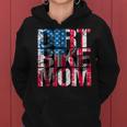 Dirt Bike Mom Vintage American Flag Motorcycle Silhouette Women Hoodie