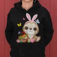 Funny Sloth Bunny Ear With Eggs Basket Easter Costume Rabbit Women Hoodie