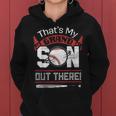 Funny Softball Dad Mom Gift Thats My Grandson Out There Women Hoodie