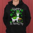 Happy St Patricks Day Llama Dad Mom Boy Girl Lucky Women Hoodie