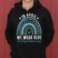 In April We Wear Blue Autism Awareness Month Puzzle Rainbow Women Hoodie