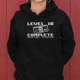 Level 18 Complete 2004 18 Years Old Gamer 18Th Birthday Women Hoodie Graphic Print Hooded Sweatshirt