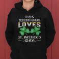 Lucky Shamrock This Security Guard Loves St Patricks Day Funny Job Title Women Hoodie Graphic Print Hooded Sweatshirt