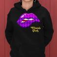 Mardi Gras Carnival Costume Purple Fleur-De-Lis Lips Women Hoodie