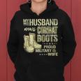 My Husband Wears Combat Boots Dog Tags - Proud Military Wife Women Hoodie
