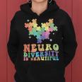 Neurodiversity Is Beautiful Puzzle Pieces Rainbow Autism Women Hoodie