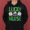 Nurse St Patricks Day Lucky To Be A Nurse Shamrocks Plaid Women Hoodie