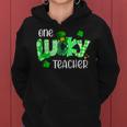 One Lucky Teacher Shamrock Clover Leopard St Patricks Day Women Hoodie