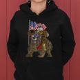 Proud American Bald Eagle Bear 4Th July Flag Christmas Gift Women Hoodie Graphic Print Hooded Sweatshirt