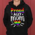 Retro Proud Ally Mom Rainbow Heart Lgbt Gay Lesbian Pride Women Hoodie