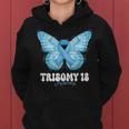 Trisomy 18 Awareness Month Light Blue Ribbon Butterfly Women Hoodie