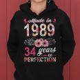 Womens Made In 1989 Floral 34 Year Old 34Th Birthday Gifts Women Women Hoodie