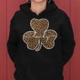 Womens St Pattys Day Cute Gift For Her Teen Girls Leopard Shamrock Women Hoodie