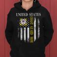 Womens Vintage United States Coast Guard Mom With American Flag Women Hoodie
