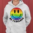 Be Gay Fabulous Groovy Rainbow Smile Face Lgbt Pride Month Women Hoodie