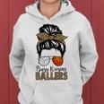 Busy Raising Ballers Basketball And Volleyball Mom Messy Bun Gift For Womens Women Hoodie