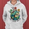 Make Everyday Earth Day Retro Planet Flower Earth Day Women Hoodie