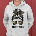 Proud Army Wife Messy Bun Hair Camouflage Bandana Sunglasses Women Hoodie