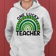 Saint Patricks Day Teacher One Lucky Teacher Leopard Rainbow Women Hoodie