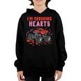 I Crush Hearts Monster Truck Funny Valentines Day Boys Kids Youth Hoodie