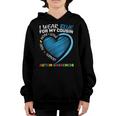 I Wear Blue For My Cousin Autism Awareness Puzzle Heart Kids Youth Hoodie