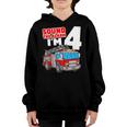 Kids Fire Truck 4 Year Old Shirt Firefighter 4Th Birthday Boy Youth Hoodie