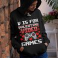 V Is For Video Games Funny Gamer Valentines Day Gaming Boys Youth Hoodie