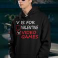 V Is For Video Games Funny Valentines Day Gamer Boy Girls Youth Hoodie