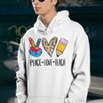 Tie Dye Peace Love Teach Teacher Appreciation Back To School Youth Hoodie