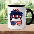 Messy Bun American Flag 4Th Of July Patriotic Mom Gift For Womens Accent Mug